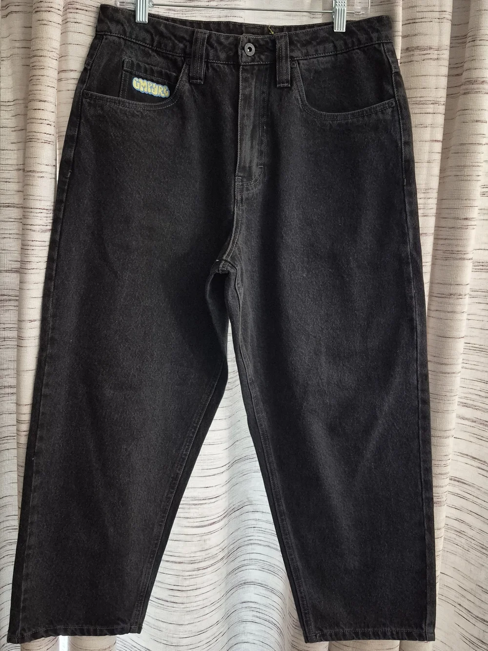 Empyre Men's Black Loose Fit Skater Jeans with Branded Patch